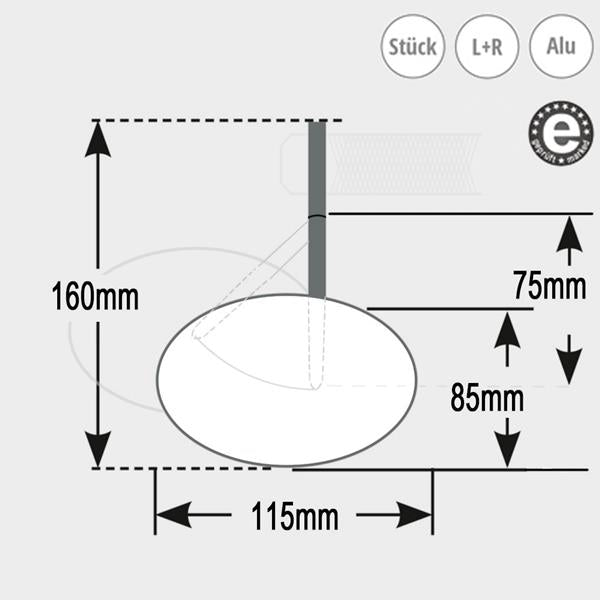 Lenker-Klemmspiegel Victory slim kurz
