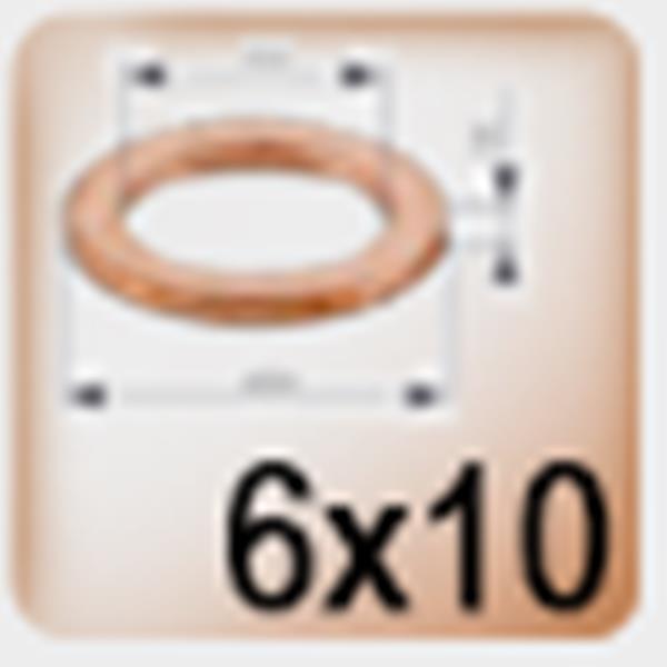 Kupferablaufdichtung 6x10x1,0 / 10Stk.