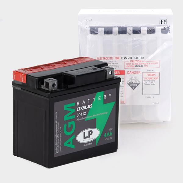 Landport Motorradbatterie LTX5L-BS 12V 4Ah AGM