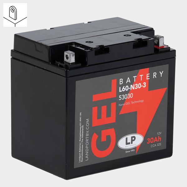 Landport Motorradbatterie L60-N30-3 12V 30Ah passend für BMW, Harley-Davidson und Moto Guzzi