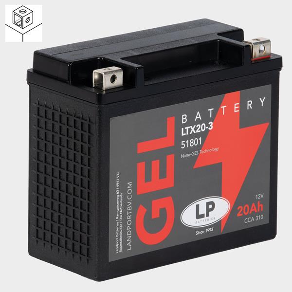 Landport Motorradbatterie LTX20-3 12V 20Ah