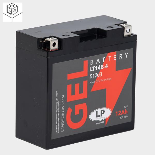 Landport Motorradbatterie LT14B-4 12V 12Ah passend für Hyosung und Yamaha