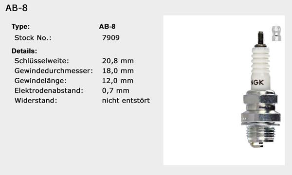 NGK Zündkerze AB-8 = A8