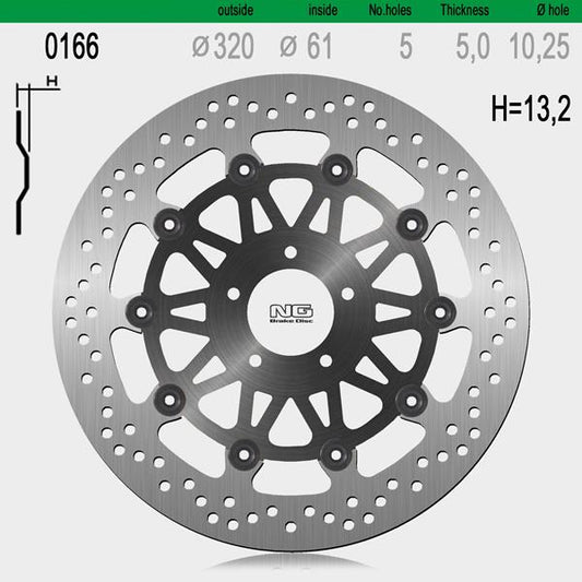 Bremsscheibe NG166 passend für Kawasaki