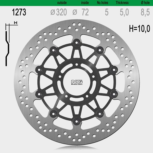 Bremsscheibe NG1273 passend für Ducati