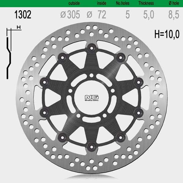 Bremsscheibe NG1302 passend für Ducati