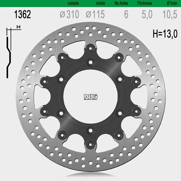 Bremsscheibe NG1362 passend für Triumph