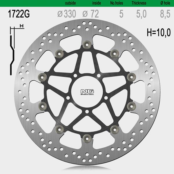 Bremsscheibe NG1722G passend für Ducati