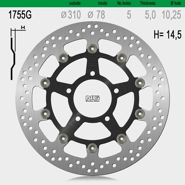 Bremsscheibe NG1755G passend für Triumph