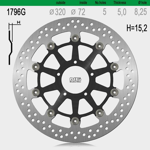 Bremsscheibe NG1796G passend für Ducati