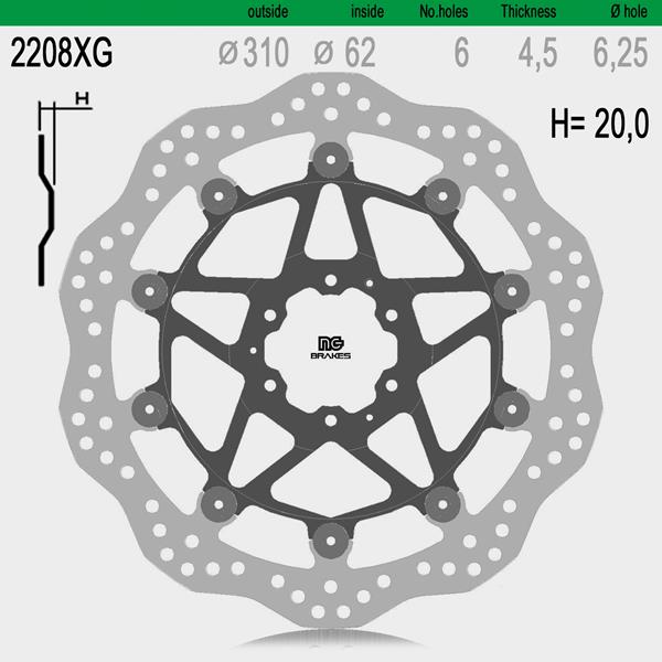 Bremsscheibe NG2208XG passend für Honda