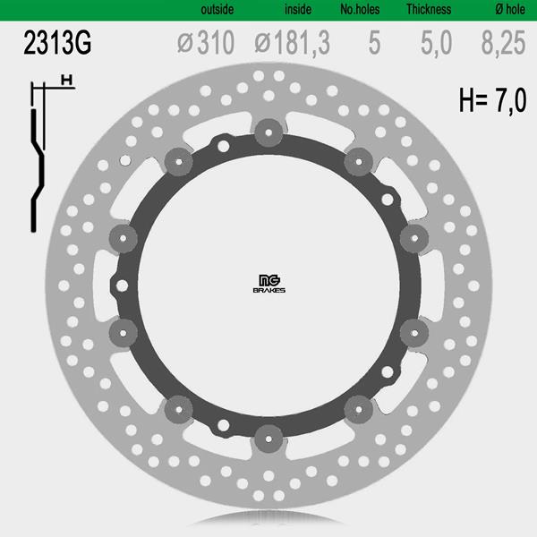 Bremsscheibe NG2313G passend für BMW