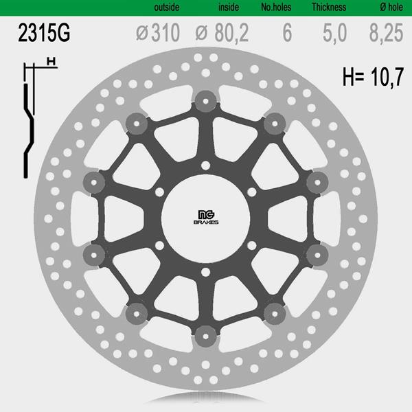 Bremsscheibe NG2315G passend für BMW