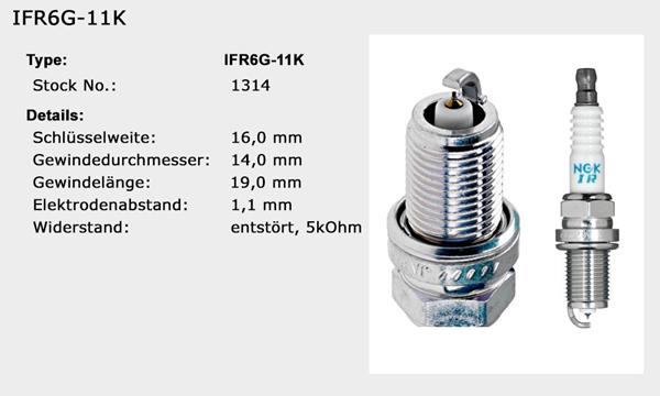 NGK Zündkerze IFR6G-11K Iridium passend für Honda