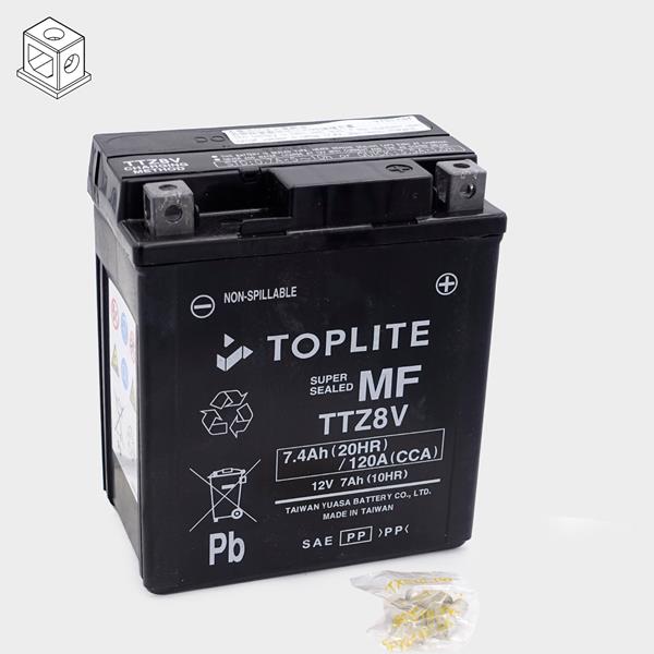 Toplite Motorradbatterie TTZ8V 12V 7,0Ah passend für Honda, Kawasaki und Yamaha