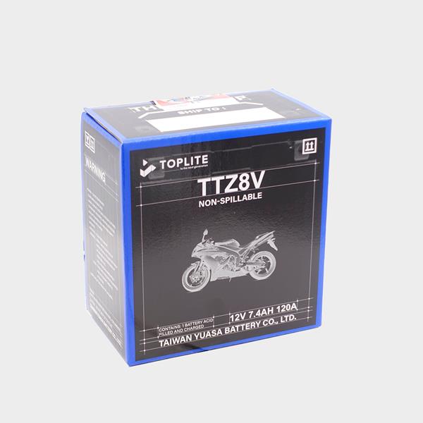 Toplite Motorradbatterie TTZ8V 12V 7,0Ah passend für Honda, Kawasaki und Yamaha