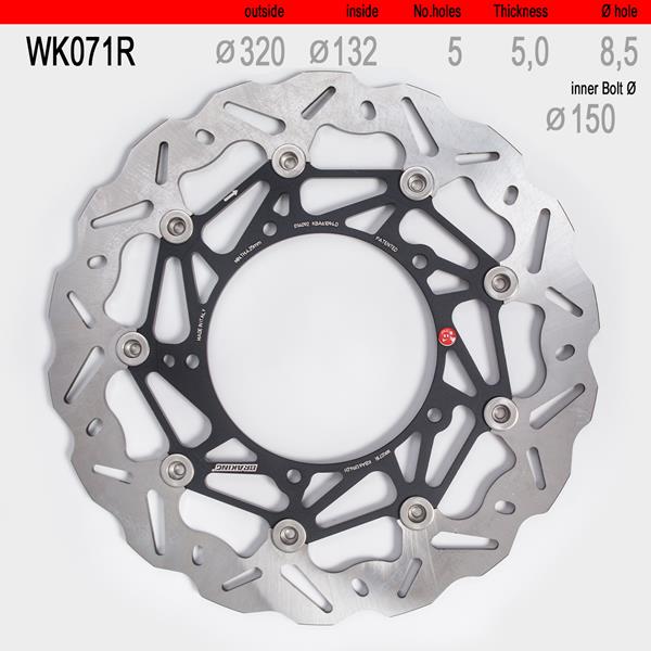 Bremsscheibe re.vorne WAVE float. WK071R passend für Yamaha