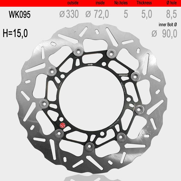 Bremsscheibe re.vorne WAVE float. SK095R passend für Ducati