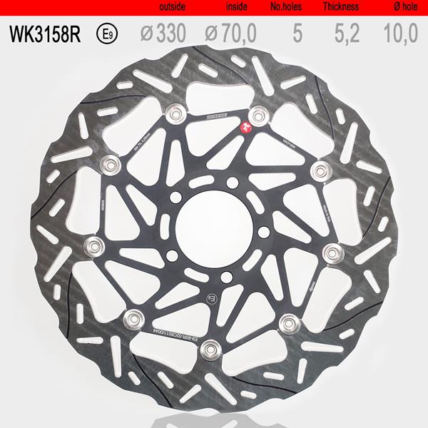 Bremsscheibe re.vorne WAVE float WK3158R passend für Kawasaki