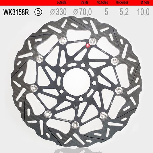 Bremsscheibe re.vorne WAVE float WK3158R passend für Kawasaki