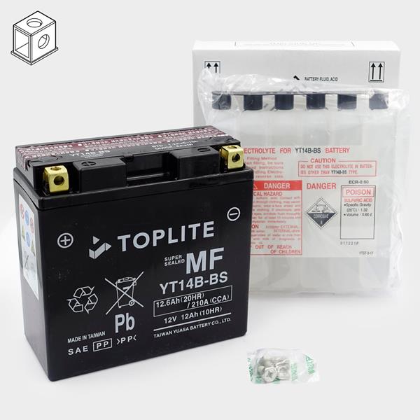 Toplite Motorradbatterie YT14B-BS 12V 12Ah passend für Hyosung und Yamaha