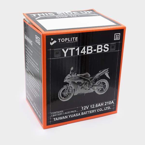 Toplite Motorradbatterie YT14B-BS 12V 12Ah passend für Hyosung und Yamaha
