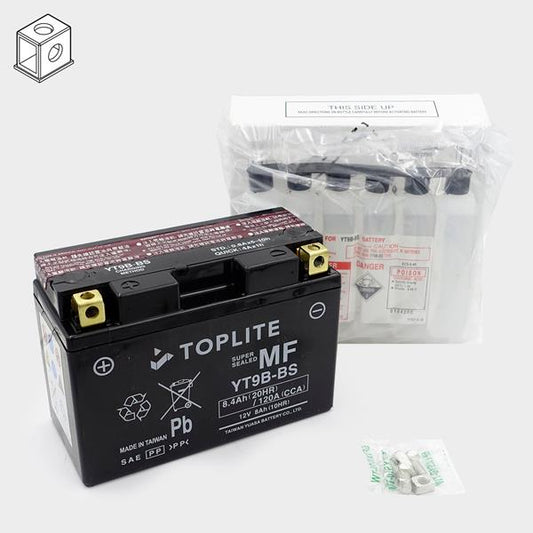 Toplite Motorradbatterie YT9B-BS 12V 8Ah