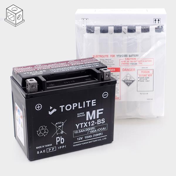 Toplite Motorradbatterie YTX12-BS 12V 10,5Ah
