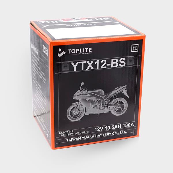 Toplite Motorradbatterie YTX12-BS 12V 10,5Ah