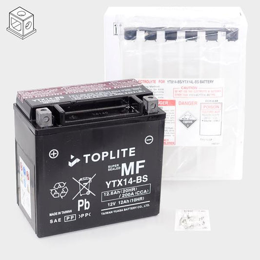Toplite Motorradbatterie YTX14-BS 12V 12Ah