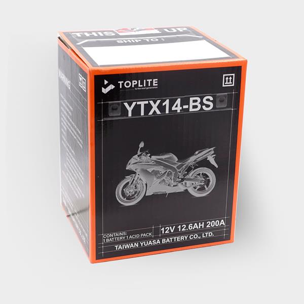Toplite Motorradbatterie YTX14-BS 12V 12Ah