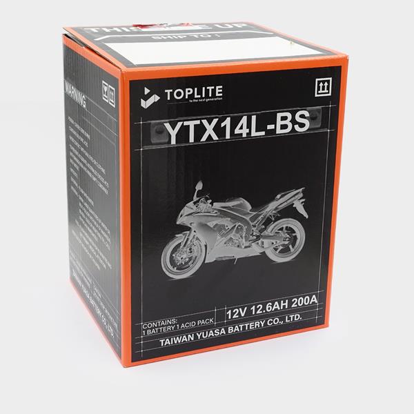 Toplite Motorradbatterie YTX14L-BS 12V 12Ah