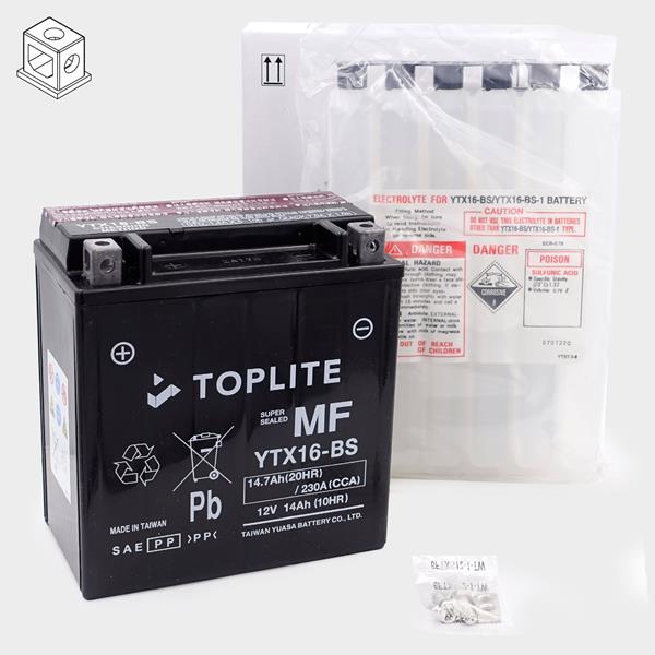 Toplite Motorradbatterie YTX16-BS 12V 14Ah