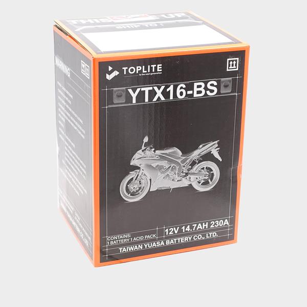 Toplite Motorradbatterie YTX16-BS 12V 14Ah