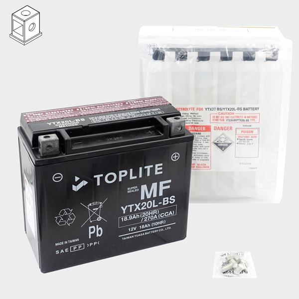 Toplite Motorradbatterie YTX20L-BS 12V 18Ah