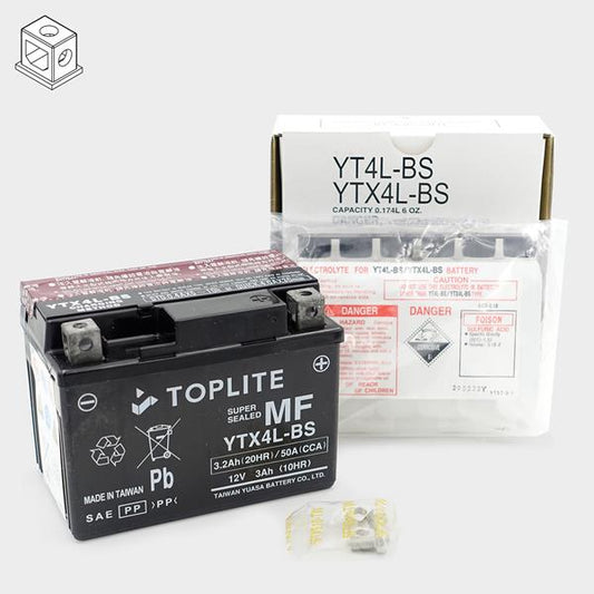 Toplite Motorradbatterie YTX4L-BS 12V 3Ah