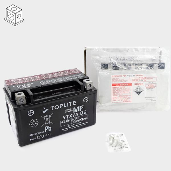 Toplite Motorradbatterie YTX7A-BS 12V 6Ah