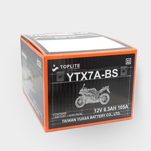 Toplite Motorradbatterie YTX7A-BS 12V 6Ah