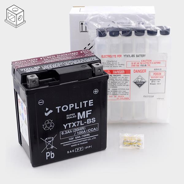 Toplite Motorradbatterie YTX7L-BS 12V 6,3Ah
