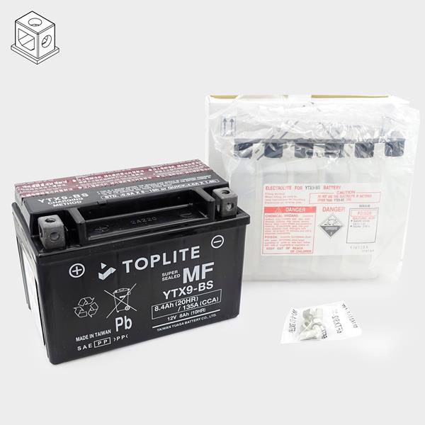 Toplite Motorradbatterie YTX9-BS 12V 8Ah