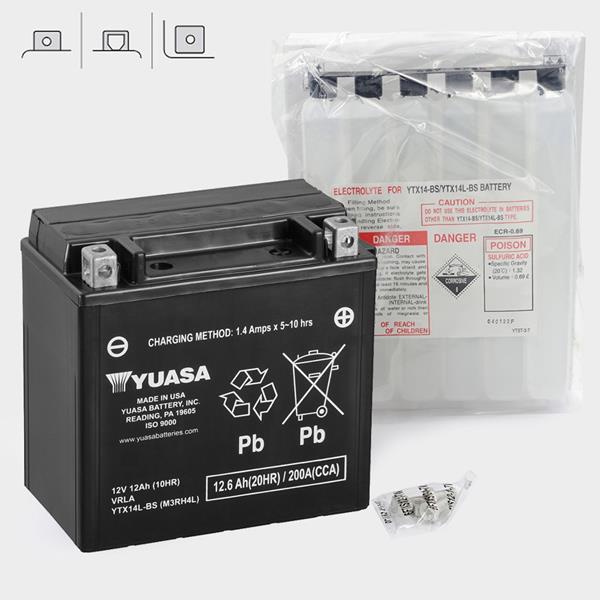 Yuasa Motorradbatterie YTX14L-BS 12V 12Ah