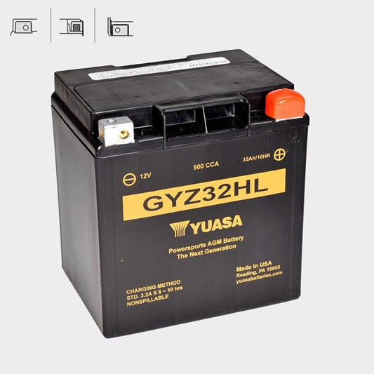 Yuasa Motorradbatterie GYZ32HL 12V 32Ah AGM passend für BMW, Cfmoto und Harley-Davidson