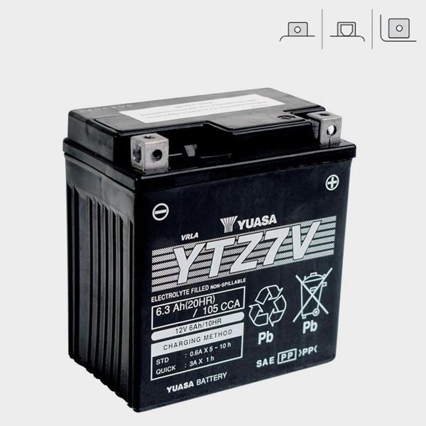 Yuasa Motorradbatterie YTZ7V 12V 6,0Ah AGM passend für Yamaha