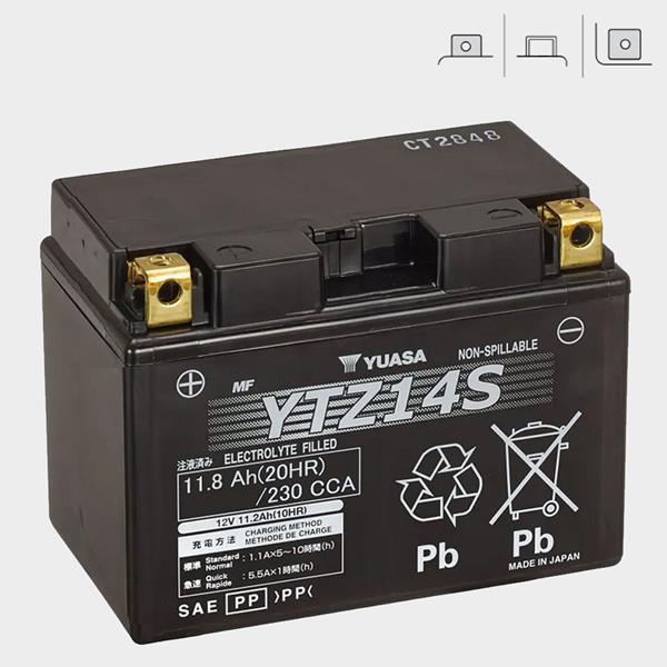 Yuasa Motorradbatterie YTZ14S 12V 11,8Ah AGM