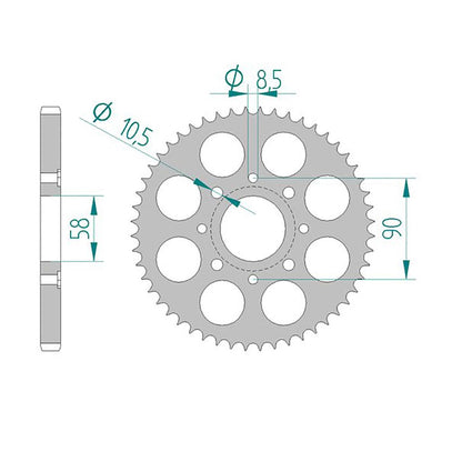 AFAM Kettenrad ALU #428 55 Zähne