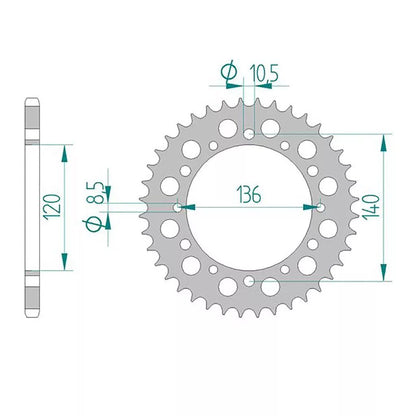 AFAM Kettenrad ALU #520 43 Zähne