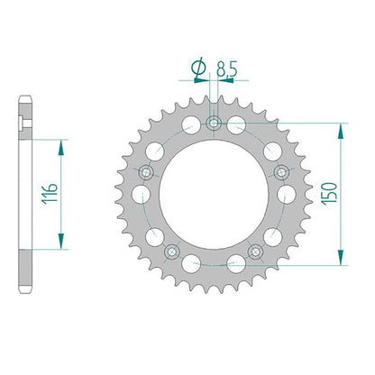 AFAM Kettenrad ALU #520 APR RS250 43 Zähne