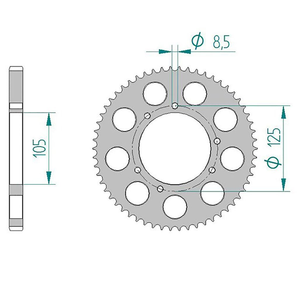AFAM Kettenrad ALU #428 f. HM50 58 Zähne