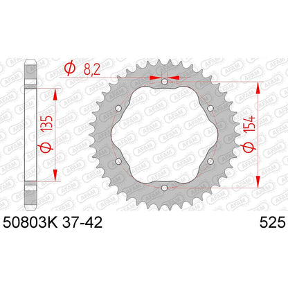 AFAM Kettenrad STAHL #525 PCD 37 Zähne