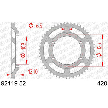 AFAM Kettenrad 92119-52 STAHL #420 52 Zähne